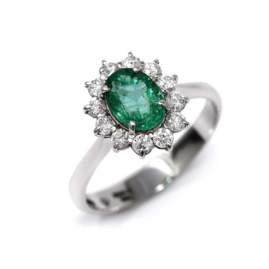 Anello con Smeraldo CT 0.96 e Diamanti CT 0.48