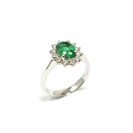 Anello con Smeraldo CT 1.31 e Diamanti CT 0.50