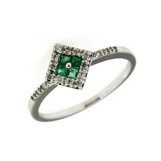 Anello con Smeraldo CT 0.18 e Diamanti CT 0.14