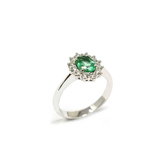 Anello con Smeraldo CT 0.80e Diamanti CT 0.40