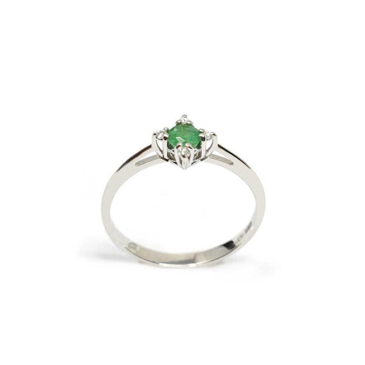 Anello con Smeraldo CT 0.19 e Diamanti CT 0.03