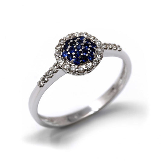 Anello con Zaffiri CT 0.15 e Diamanti CT 0.19