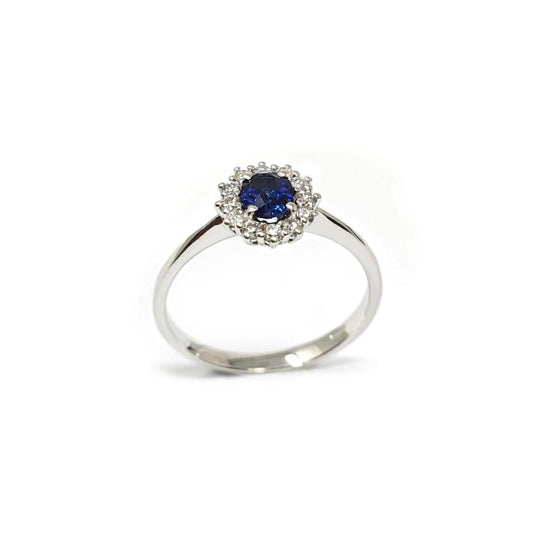 Anello con Zaffiro CT 0.35 e Diamanti CT 0.20