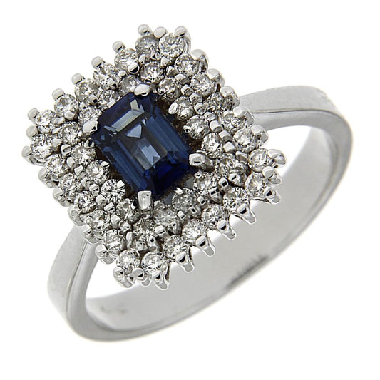 Anello con Zaffiro CT 0.79 e Diamanti CT 0.66