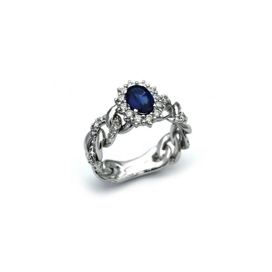 Anello con Zaffiro CT 0.83 e Diamanti CT 0.63