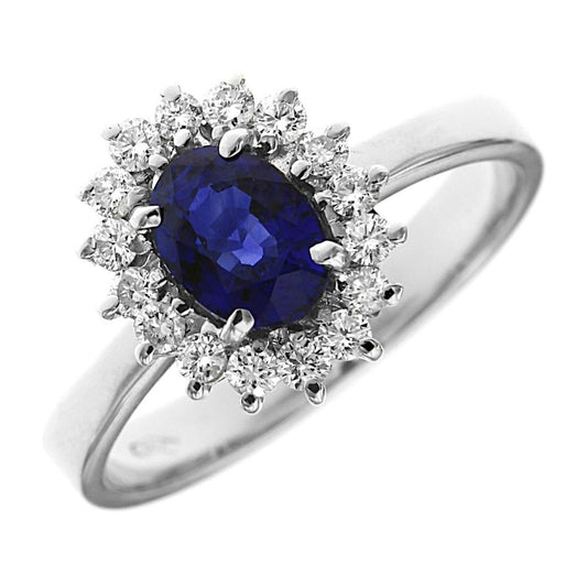 Anello con Zaffiro CT 1.10 e Diamanti CT 0.16