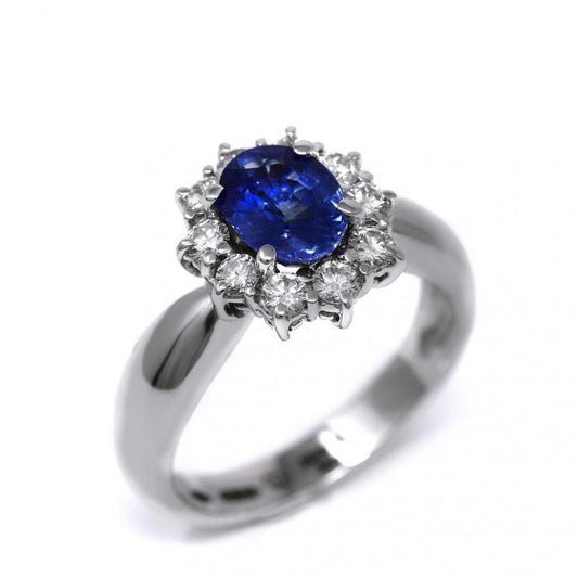 Anello con Zaffiro CT 1.58 Ceylon e Diamanti CT 0.50