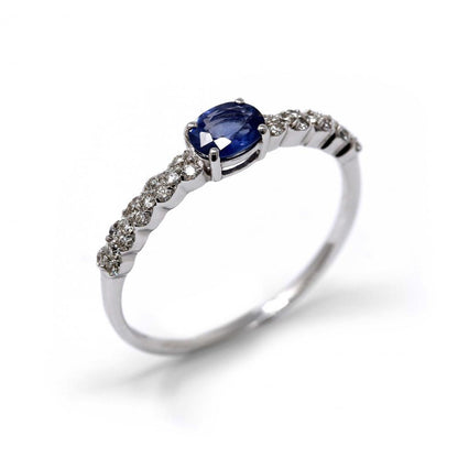 Anello con Zaffiro CT 0.45 e Diamanti Bianchi CT 0.18