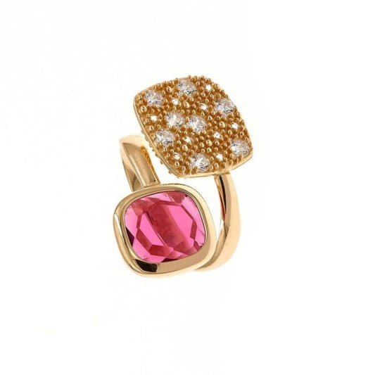 Anello contrarié Caramelle Reverse con pasta vitrea fucsia
