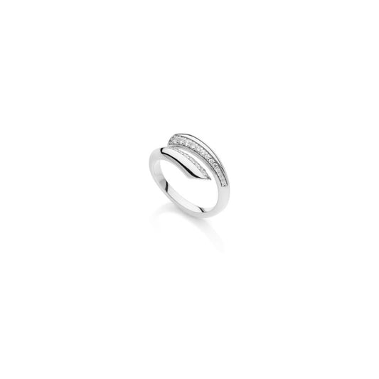 Anello contrarié in argento e zirconi Rif. 6236