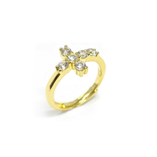 Anello croce con zircone regolabile