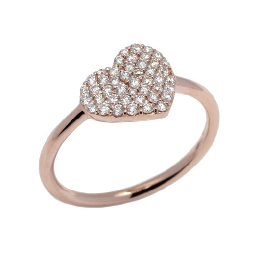 Anello Cuore in Oro Rosa con Diamanti CT 0.41