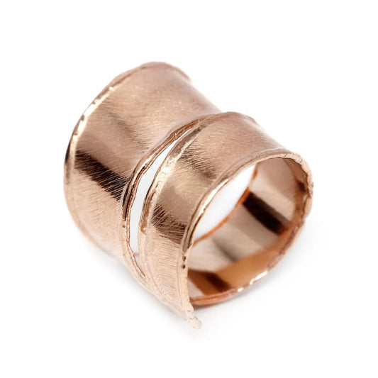 Anello Etrusco Molla Piatto in Argento 925 Rosa Due Giri