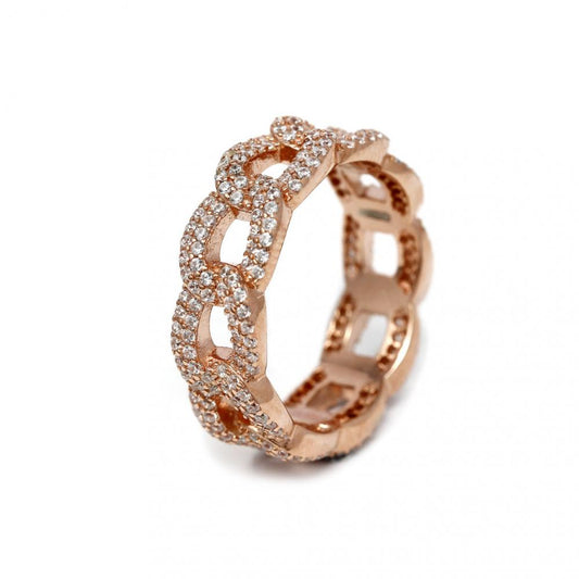 Anello Grumetta con Zirconi in Argento Rosa 925 mis 20