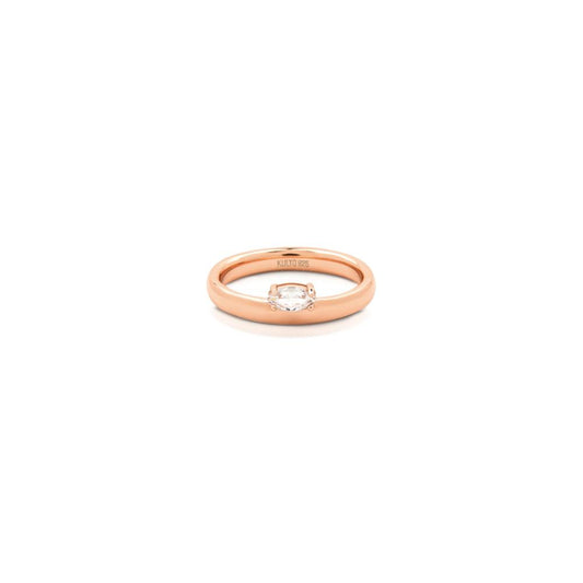 Anello in argento 925 Oro rosa con zircone bianco navette