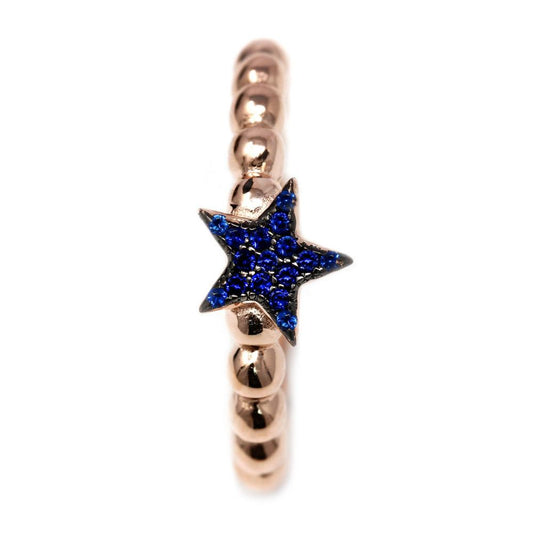 Anello in Argento 925 Rosato e Stella con Zirconi Blu