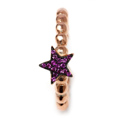 Anello in Argento 925 Rosato e Stella con Zirconi Fucsia