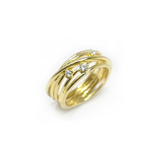 Anello in argento dorato con zirconi