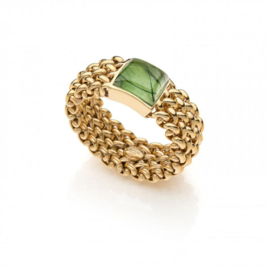 Anello in argento dorato quarzo Verde Peridot UNOAERRE 6209
