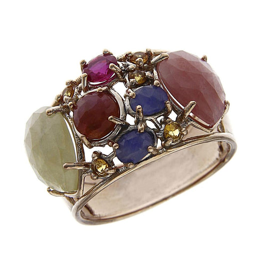 Anello in Oro Rosa con Corindoni e Topazi