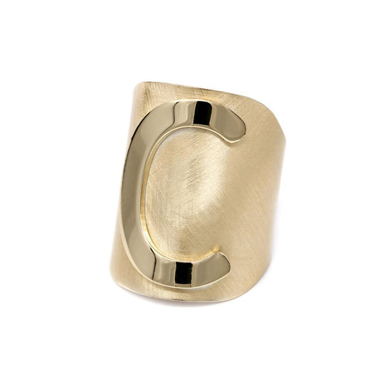 Anello Le Letterine C maxi fascione regolabile satinato a mano