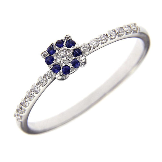 Anello Linea Fiore con Zaffiri CT 0.05 e Diamanti CT 0.13