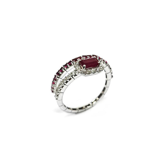 Anello Molla con Rubini CT 1.15 e Diamanti CT 0.35