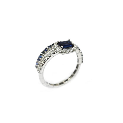 Anello Molla con Zaffiri CT 1.15 e Diamanti CT 0.35
