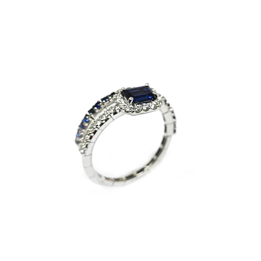 Anello Molla con Zaffiri CT 1.15 e Diamanti CT 0.35