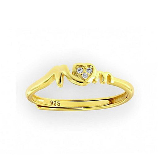 Anello MoM con zirconi in argento dorato
