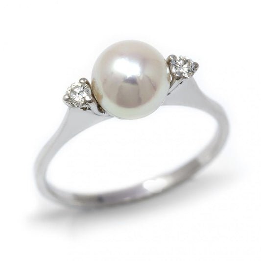 Anello Perla 7,5/8mm con 2 Diamanti CT 0.14