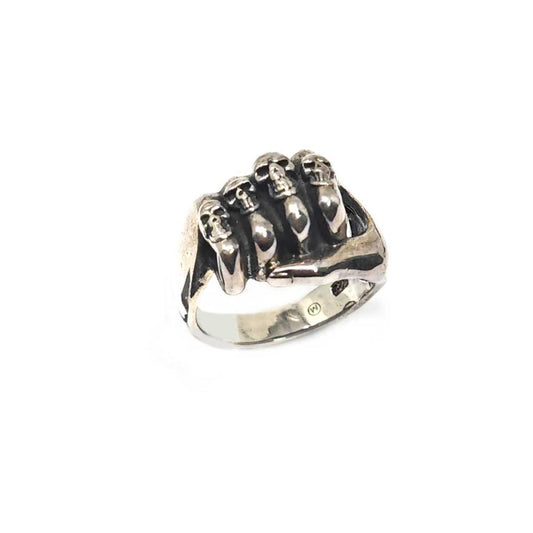 Anello Pugno con Teschi in Argento 925 mis 17
