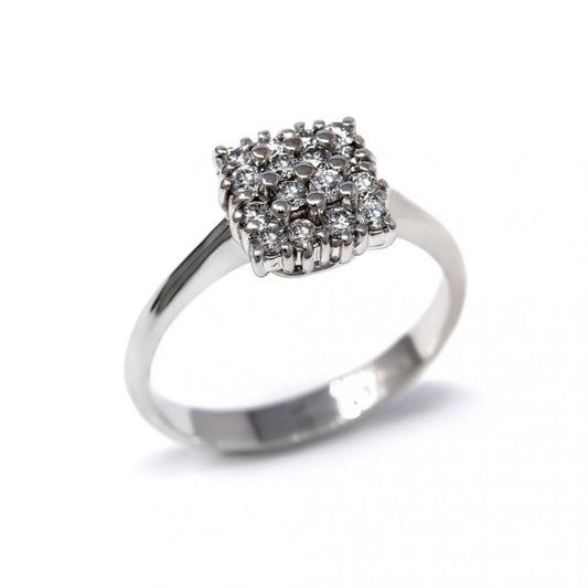 Anello Quadrato con 16 Diamanti CT 0.41