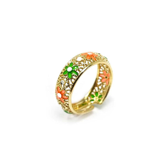 Anello regolabile con fiori colorati