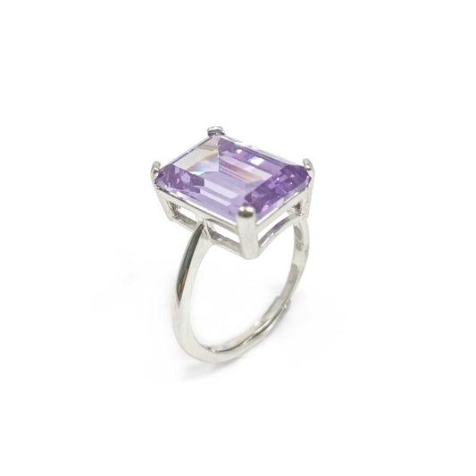 Anello regolabile in argento con pietra viola