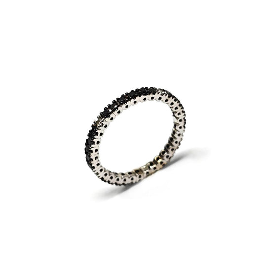Anello Riviera con Diamanti Neri e Bianchi