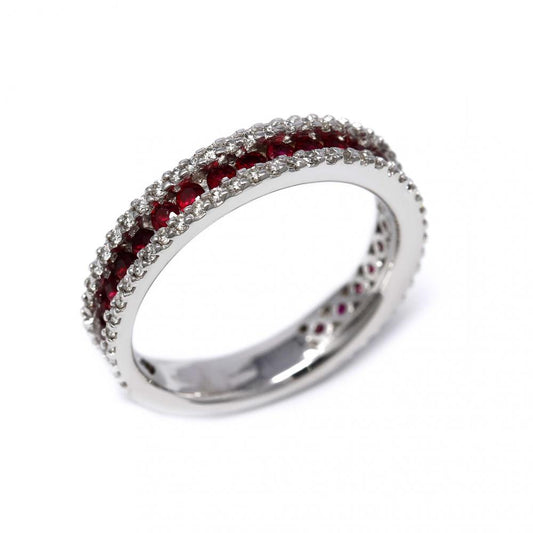 Anello Veretta con Rubini CT 0.31 e Diamanti CT 0.39
