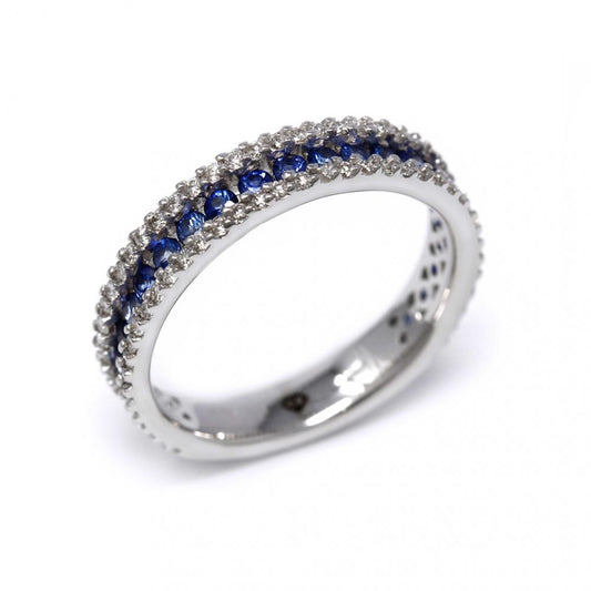 Anello Veretta con Zaffiri CT 0.31 e Diamanti CT 0.39