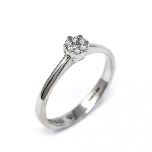 Anello Rosetta Battuta con 7 Diamanti  CT 0.12