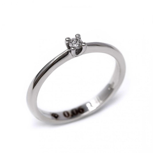 Anello Solitario con Diamante Certificato CT 0.06 VS1 F Certificato HRD