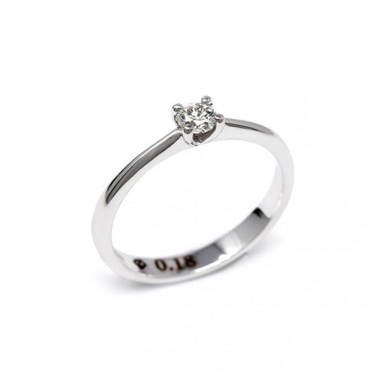 Anello Solitario con Diamante Certificato CT 0.18 VS1 E Certificato HRD