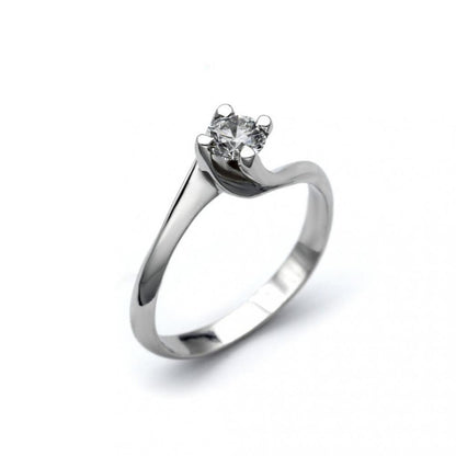 Anello Solitario con Diamante CT 0.45 VS1 F