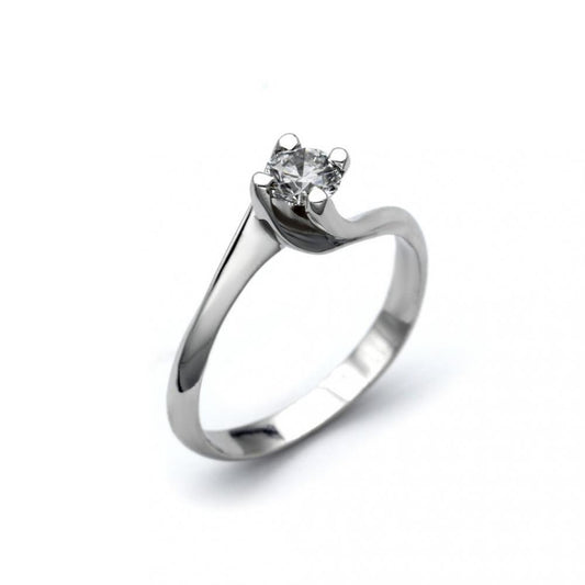 Anello Solitario con Diamante CT 0.45 VS1 F