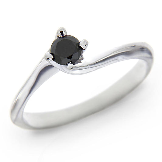 Anello Solitario con Diamante Nero CT 0.16