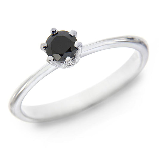 Anello Solitario con Diamante Nero CT 0.18