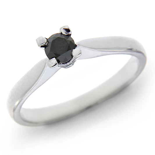 Anello Solitario con Diamante Nero CT 0.20