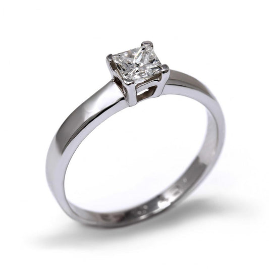 Anello Solitario con Diamante Princess CT 0.42