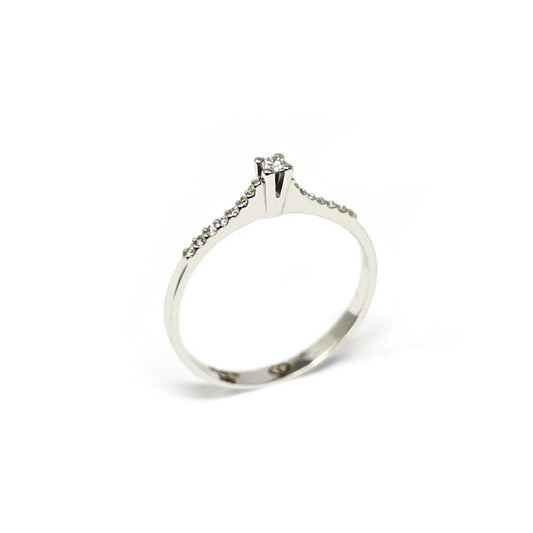 Anello Solitario CT 0.05 con Diamanti Laterali CT 0.05