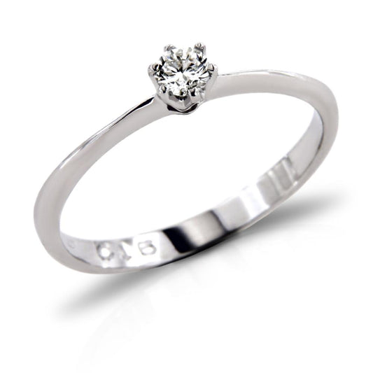 Anello Solitario in Oro Bianco e Diamante CT 0.14