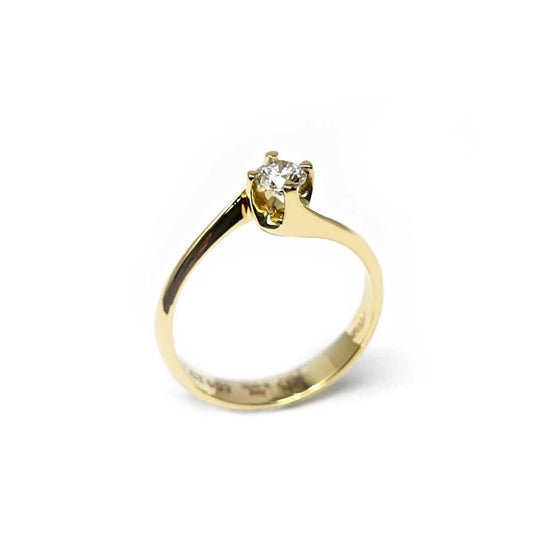 Anello Solitario in Oro Giallo con Diamante CT 0.27 IF F